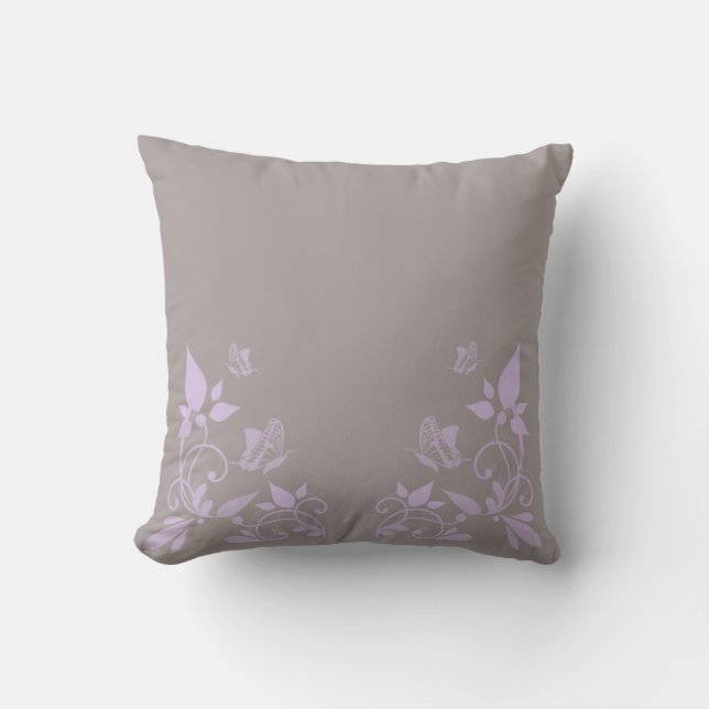 Lilac Butterfly Blommigt Pillow Kudde (Framsida)