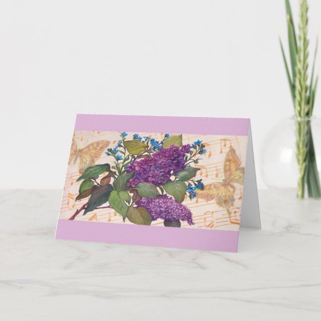 Lilac Butterfly Magic Birthday Kort (Framsida)