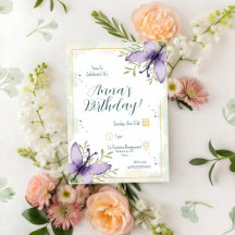 Lilac Butterfly Watercolor Birthday