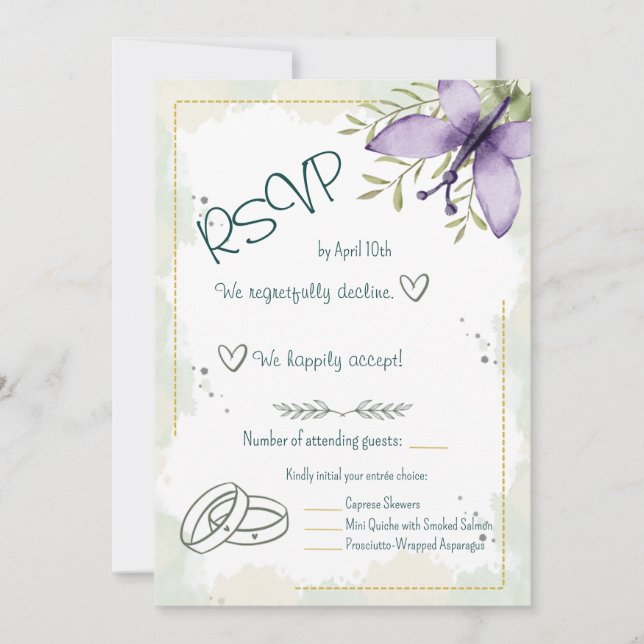 Lilac Butterfly Watercolor OSA kort (Framsida)