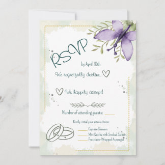 Lilac Butterfly Watercolor OSA kort
