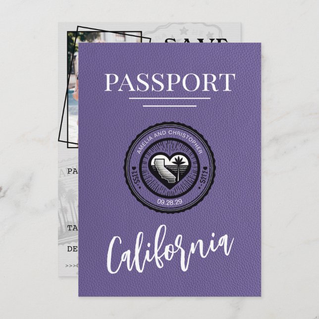 Lilac California Passport sparar datum Spara Datumet (Fram/baksida)