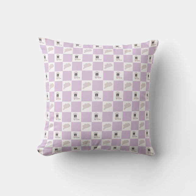 Lilac Checkered Cowgirl Rodeo Mönster Kudde (Framsida)