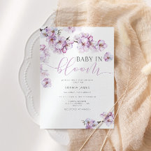 Lilac cherry blommar baby in bloom inbjudan