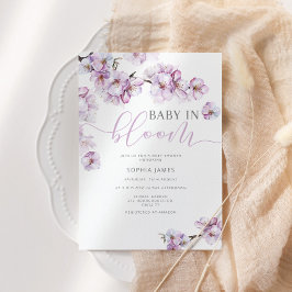 Lilac cherry blommar baby in bloom inbjudan