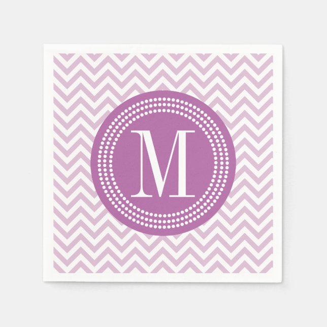 Lilac Chevron Zigzag Personlig Monogram Pappersservett (Framsidan)