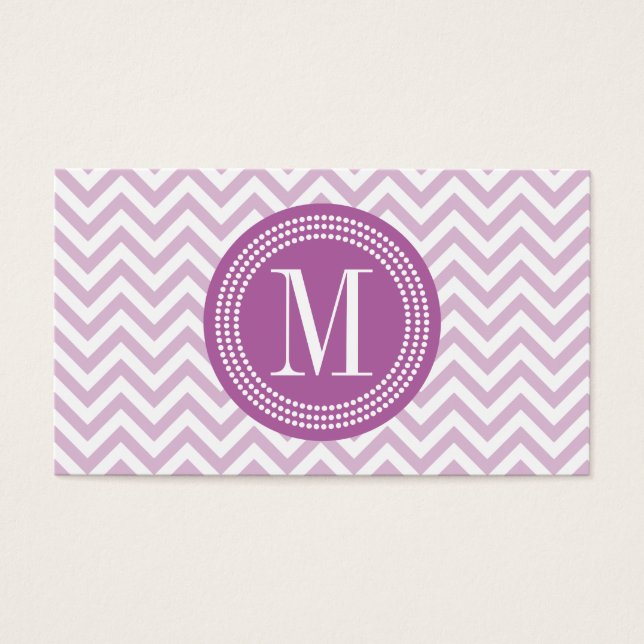 Lilac Chevron Zigzag Personlig Monogram Visitkort (Framsidan)