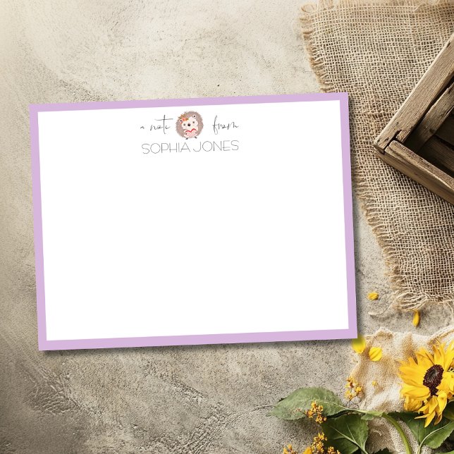 Lilac Chic Hedgehog Stationery Note Card Inbjudningar (Skapare uppladdad)