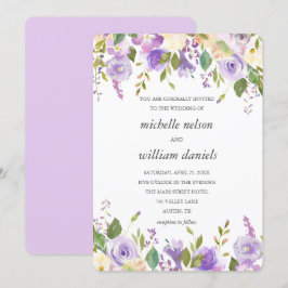Lilac | Chic Lavender Watercolor Blommigt Bröllop Inbjudningar
