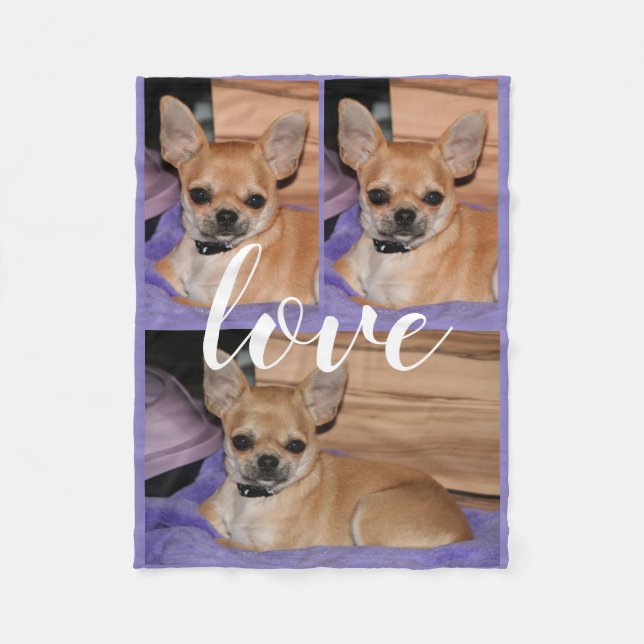 Lilac Chihuahua Kärlek Photo Fleece Blanket (Framsidan)