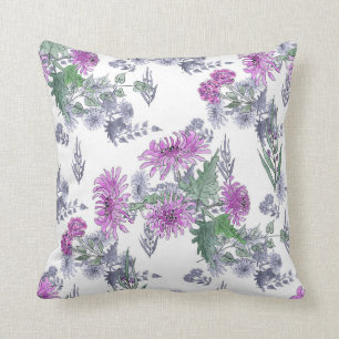 Lilac chrysanthemums , vattenfärg kudde