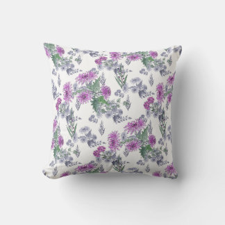 Lilac chrysanthemums , vattenfärgen dekorativ kudd kudde