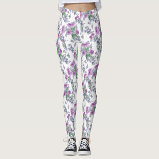 Lilac chrysanthemums, vattenfärgsbalkar leggings