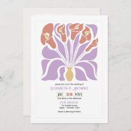 Lilac & Clay Rose Abstract Floral Boho Wedding Inbjudningar