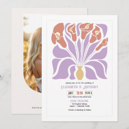 Lilac & Clay Rose Abstrakt Blommig Boho Bröllop Inbjudningar