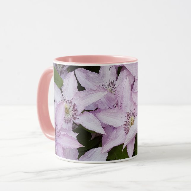 lilac ,clematis, vacker, blomma,lilac-blomma, mugg (Framsida vänster)