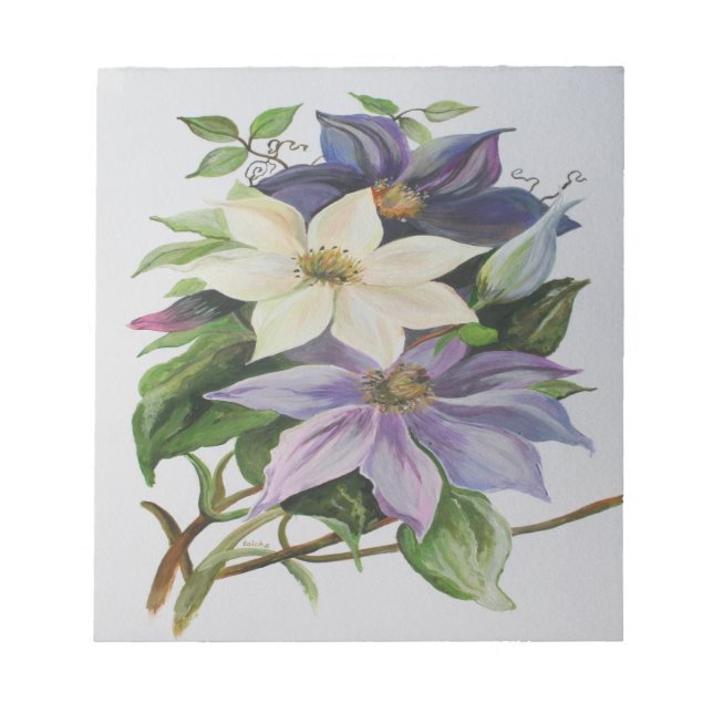 Lilac Clematis Vine Acrylic Painting Anteckningsblock (Framsida)