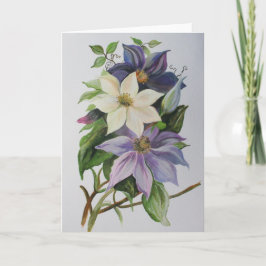Lilac Clematis Vine Acrylic Painting Kort