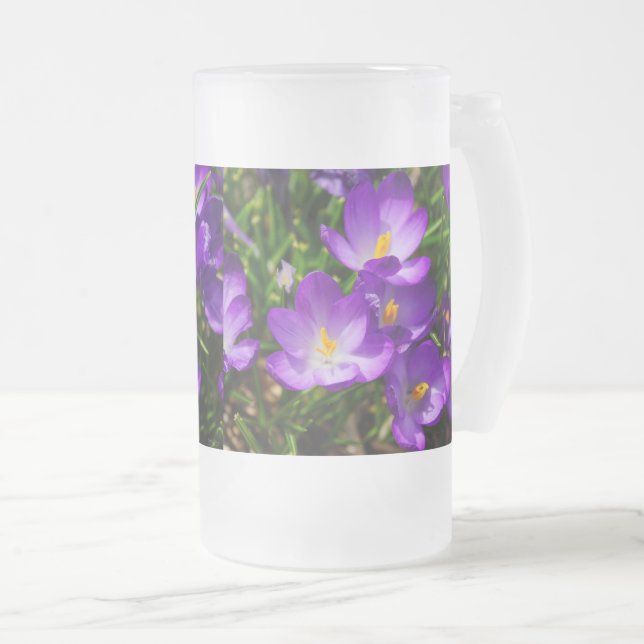 Lilac Crocuses Frosted Glass Beer Mugg (Framsida höger)