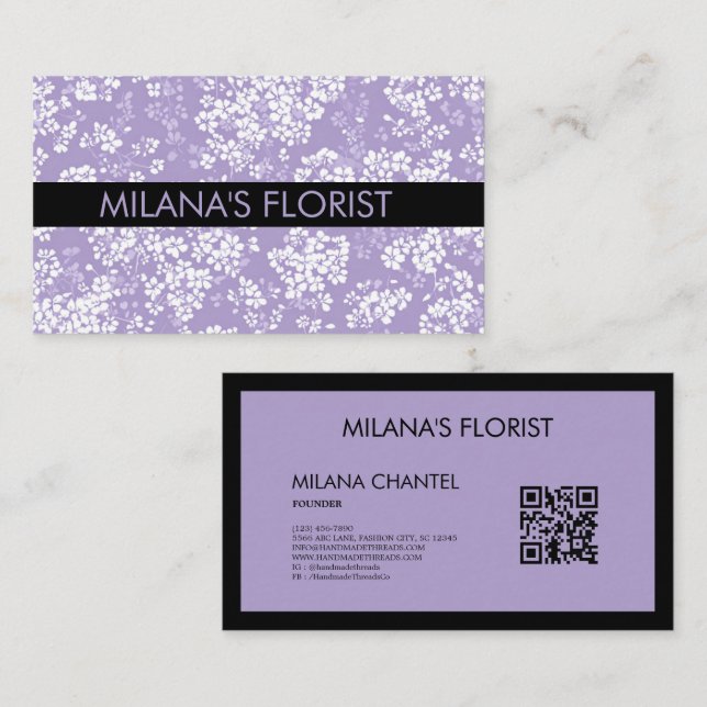 Lilac Daisy Modern Trendig Blomma Florist  Visitkort (Fram/baksida)