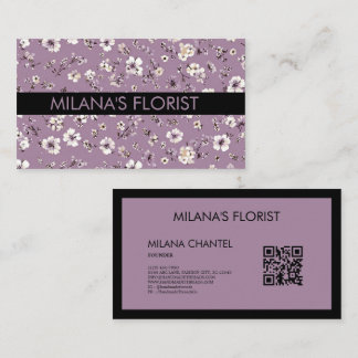 Lilac Daisy Modern Trendig Blomma Florist Visitkort