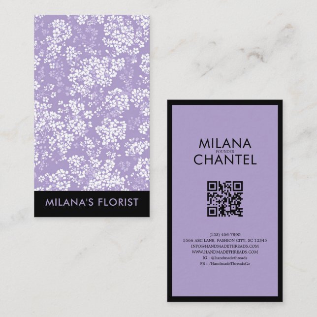 Lilac Daisy Modern Trendig Blomma Florist Visitkort (Fram/baksida)