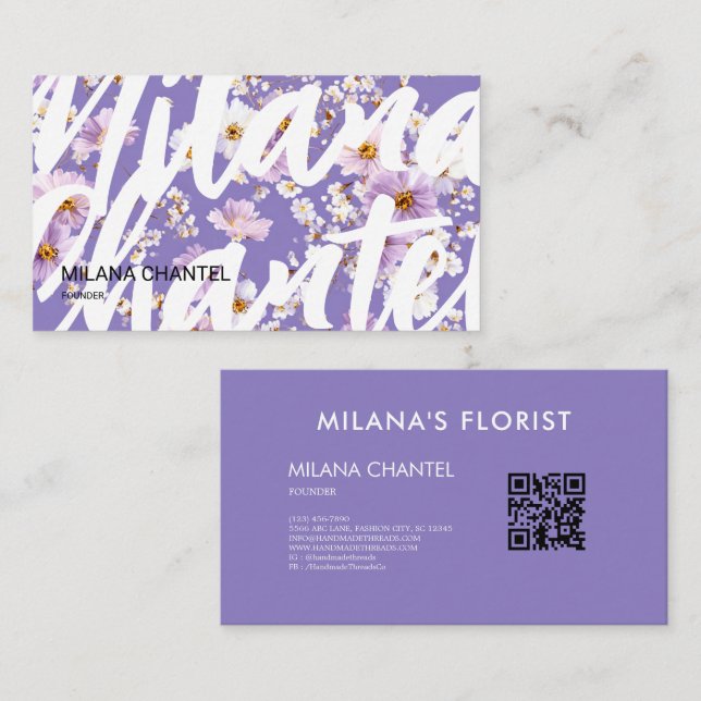 Lilac Daisy Modern Trendig Blomma Florist Visitkort (Fram/baksida)