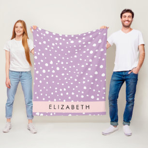 Lilac Dalmatian Spots, Dalmatian Dots, ditt namn Fleecefilt