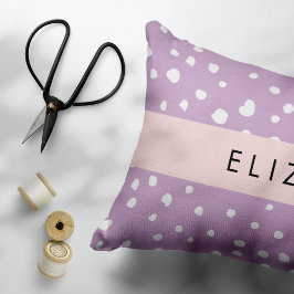 Lilac Dalmatian Spots, Dalmatian Dots, ditt namn Prydnadskudde