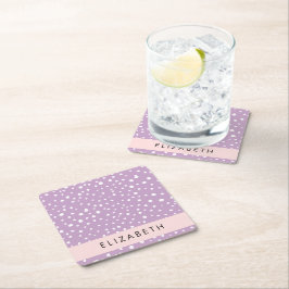 Lilac Dalmatian Spots, Dalmatian Dots, ditt namn Underlägg Papper Kvadrat