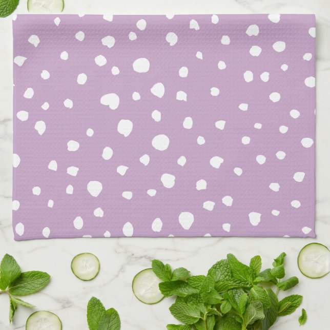 Lilac Dalmatian Spots, Dalmatian Dots, Doften Kökshandduk (Vikta)