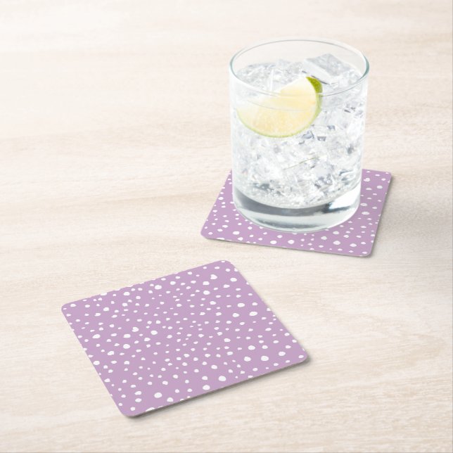 Lilac Dalmatian Spots, Dalmatian Dots, Doften Underlägg Papper Kvadrat (Insitu)
