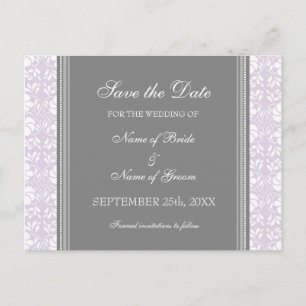 Lilac Damask sparar Bröllop-vykort Meddelande Vykort