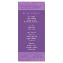 Lilac Damask Wedding Menu/Program