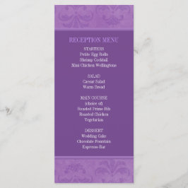 Lilac Damask Wedding Menu/Program Meny