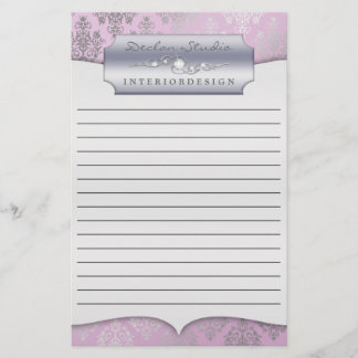 Lilac Dasch Damask Linted Business Stationary Brevpapper