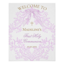 lilac design First Holy Communion welcome sign