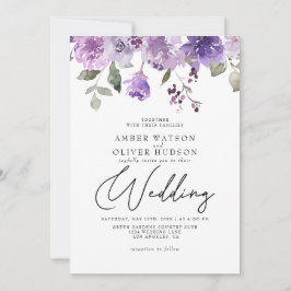 Lilac Dusty Lila Mauve Blommigt Garden Wedding Inbjudningar