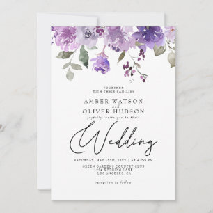 Lilac Dusty Lila Mauve Blommigt Garden Wedding Inbjudningar