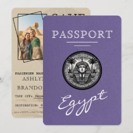 Lilac Egypt Passport Wedding Save the Date Spara Datumet