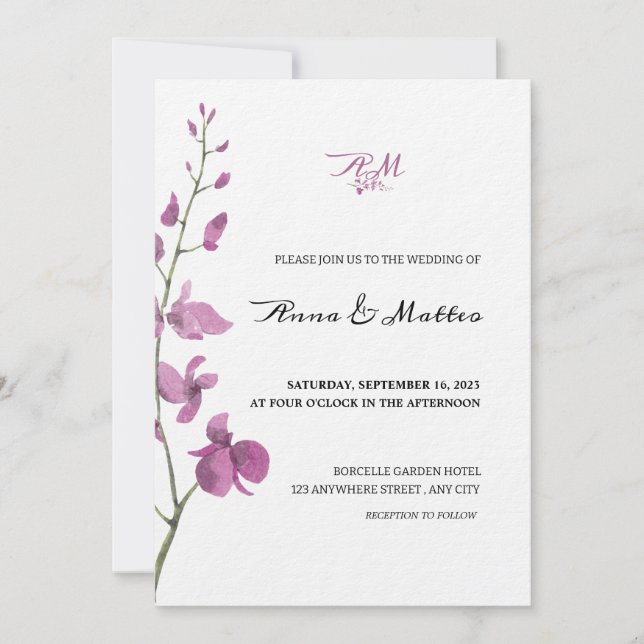 Lilac Elegance Minimalist Wedding-inbjudan Inbjudningar (Framsida)