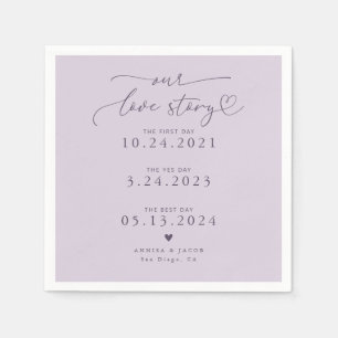 Lilac Eleganten Kärlek Story skript Bröllop Napkin Pappersservett