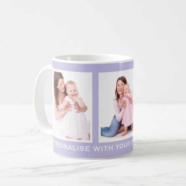 Lilac eller Anpassningsbar Färg 3 Photo Personlig Kaffemugg (Framsida vänster)
