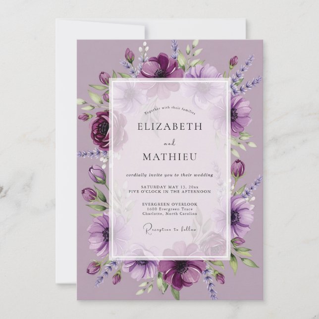 Lilac Enchanting Spring Wedding Inbjudningar (Framsida)