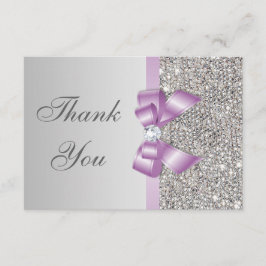 Lilac Faux Bow Silver Diamonds Tack Kort