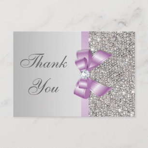 Lilac Faux Bow Silver Diamonds Tack Kort