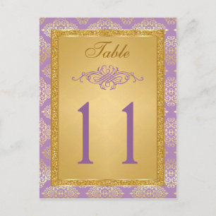 Lilac, FAUX Glitter Damask Bordsnummer vykort