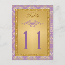 Lilac, FAUX Glitter Damask Bordsnummer vykort