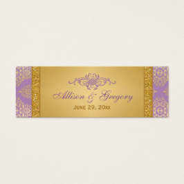 Lilac, FAUX Glitter, Damask Wedding Favor-tagg Litet Visitkort