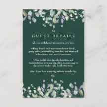 Lilac Floral Emerald Guest Information Details
